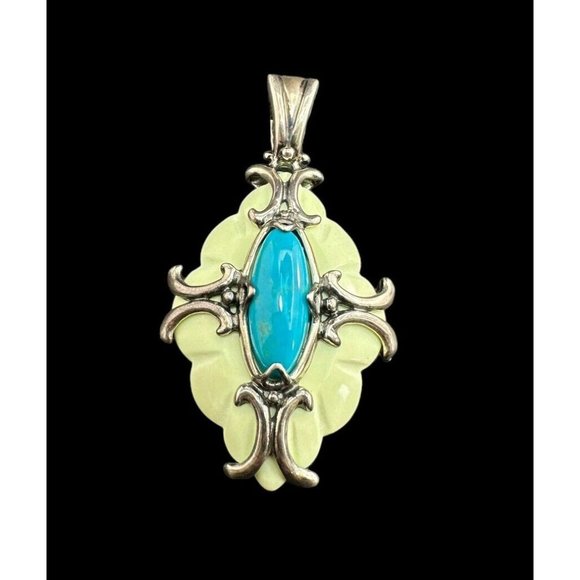 Carolyn Pollack Sleeping Beauty Turquoise Multi Gemstone Sterling Silver Pendant - Picture 4 of 7